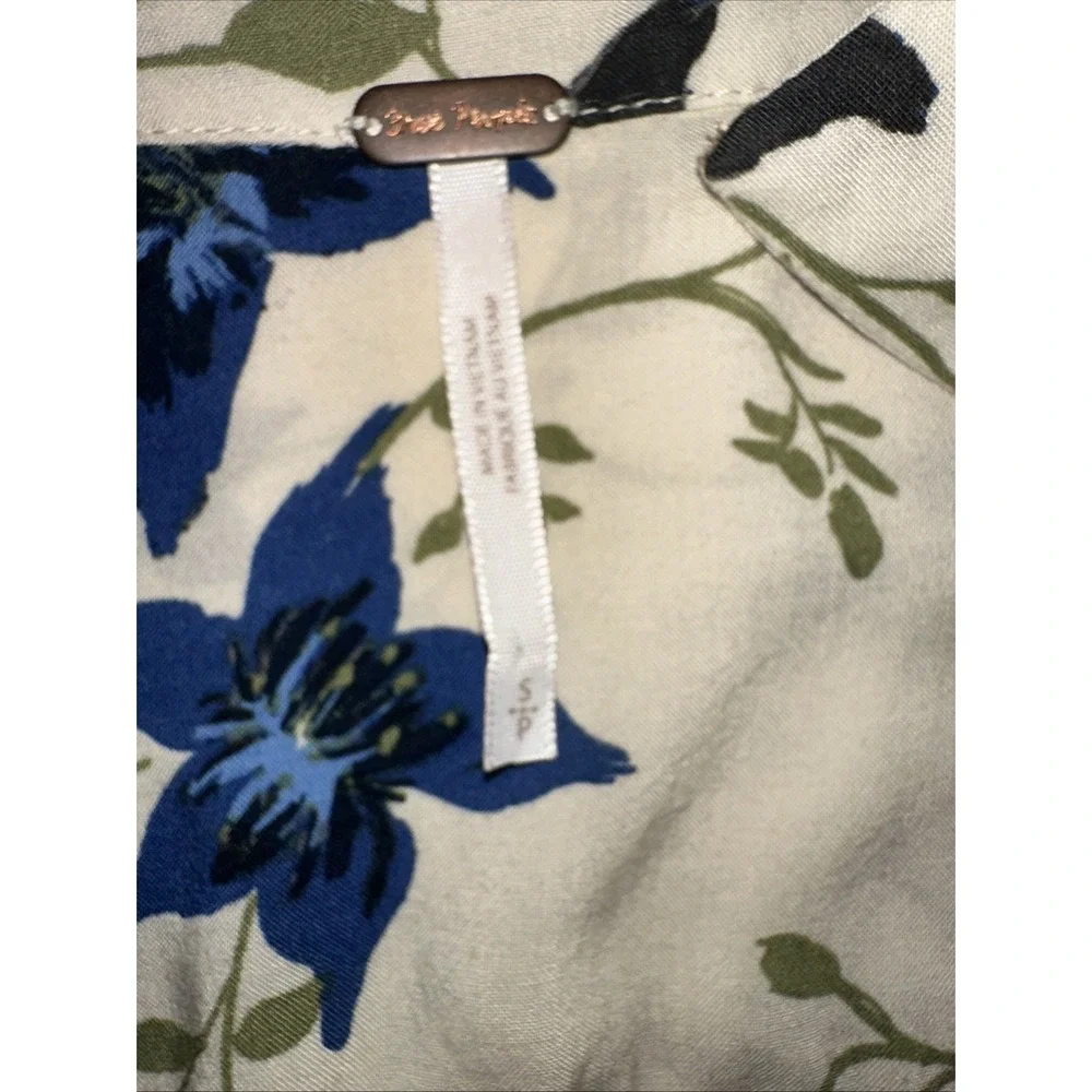 Free People Lighten Up White Floral Long Sleeve V-Neck Boho Mini Dress S/P - Picture 5 of 11